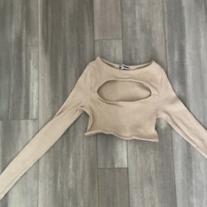 Fashion Nova Cream Cutout Crop Top